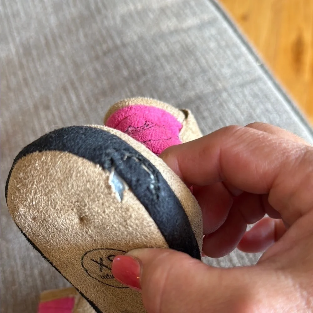 Cozy Pink and Tan Baby Boots Slippers, XS